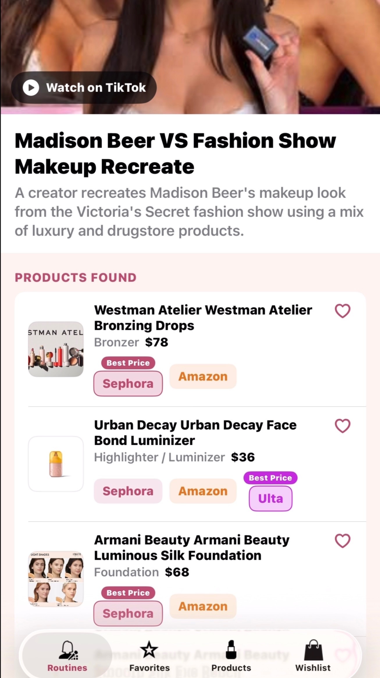 Products identified by Glossy